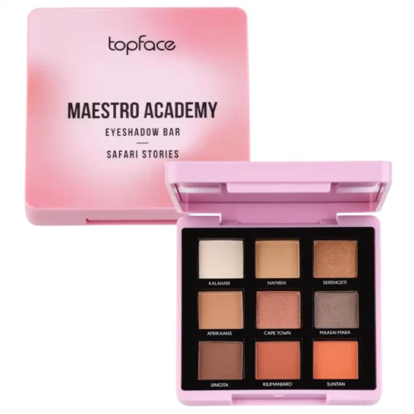 پالت سایه 9تاییacademy رنگSAFARI STORIS002 تاپ فیس|Topface maestro academy eyeshadow bar color is SAFARI STORIS002