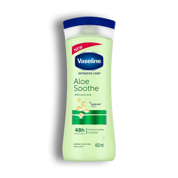 لوسیون بدن آلوِئه ورا وازلین |vaseline intensive care aloe soothe with pure aloe