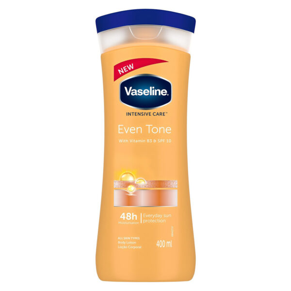 لوسیون بدن ویتامینb3 با اس پی اف10even tone وازلین| vaseline intensive care even tone with vitamin b3 and spf 10