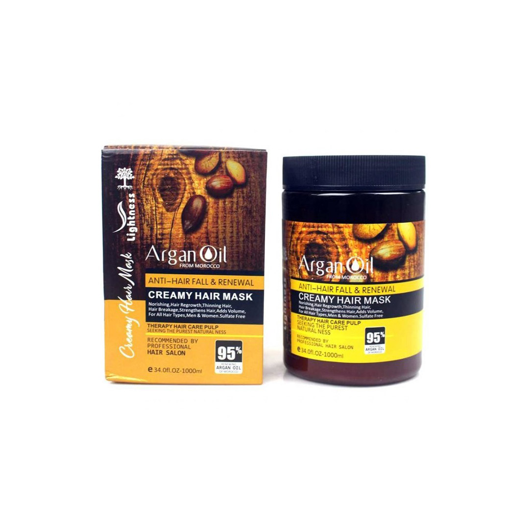 ماسک موی کرمی ضد ریزش و بازسازی کننده مو با روغن آرگان لایتنس |Lightness argan oil anti hair fall and renewal creamy hair mask 1000ml