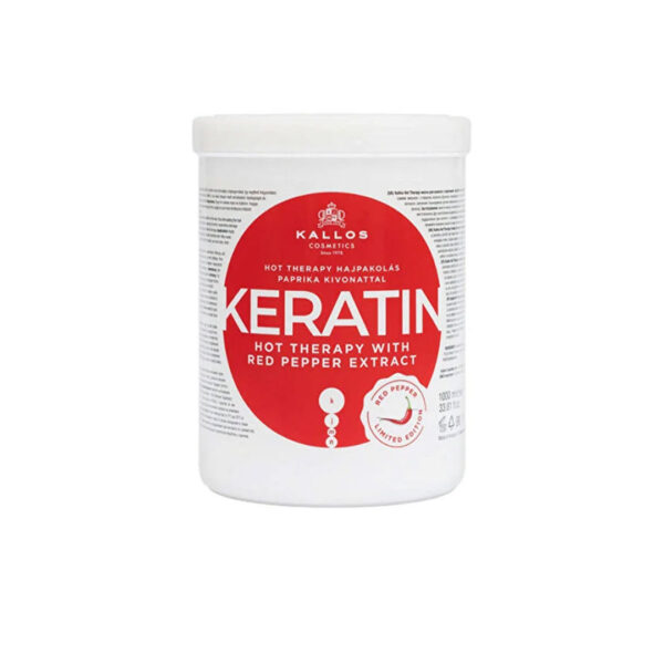 ماسک موی کراتینه هات تراپی با عصاره فلفل قرمز کالوس|Kallos cosmetics keratin hot therapy with red pepper extract hair mask