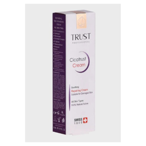 کرم ترمیم کننده و تسکین دهنده مناسب برای انواع پوست تراست|Trust cicatrix cream repairing cream
