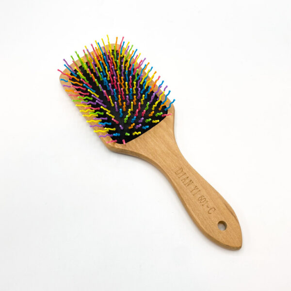 برس مو مربعی چوب بامبو دندانه پلاستیکی دیانی |dain yi 601-c Square bamboo hair brush with plastic bristles