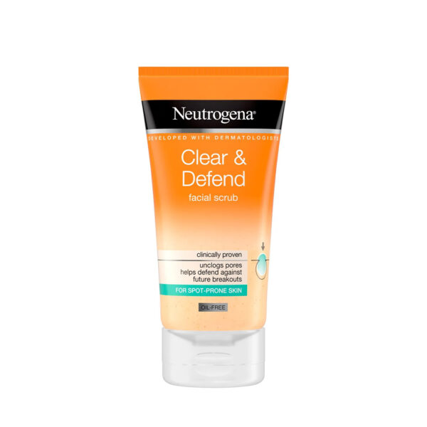 شوینده اسکراب دار برای پوست های مستعد جوش نیتروژنا|neutrogena clear and defend facial scrub