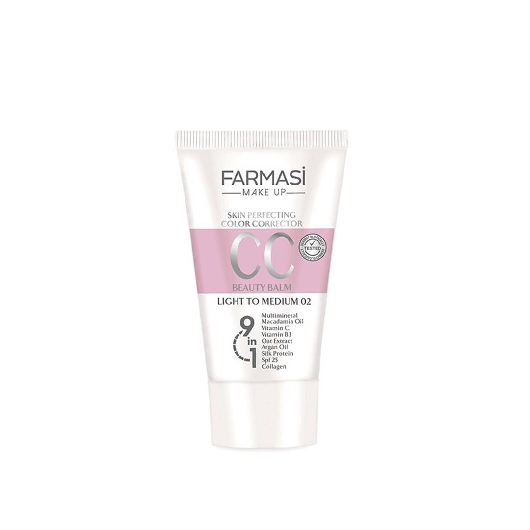 سی سی کرم رنگ لایت تو مدیوم02 فارماسی |farmasi cc cream light to medium 02