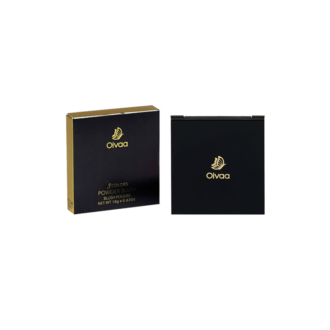 پالت 3 رنگ هایلایتر و رژگونه رنگ شماره 02 اویوا |Oivaa 3colors powder blush color is 02