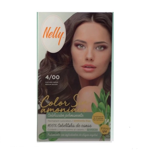 کیت رنگ مو 4/00medium brown نلی |Nelly 4/00 medium brown permanent coloration